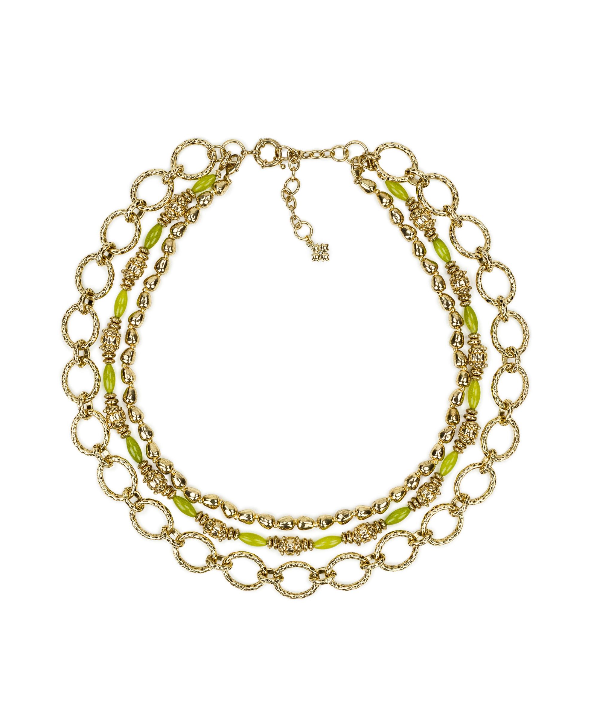 Female - Modular Necklace - Eclectic Bead Collection - green/antique gold - by Patricia Nash - View 1 of 6