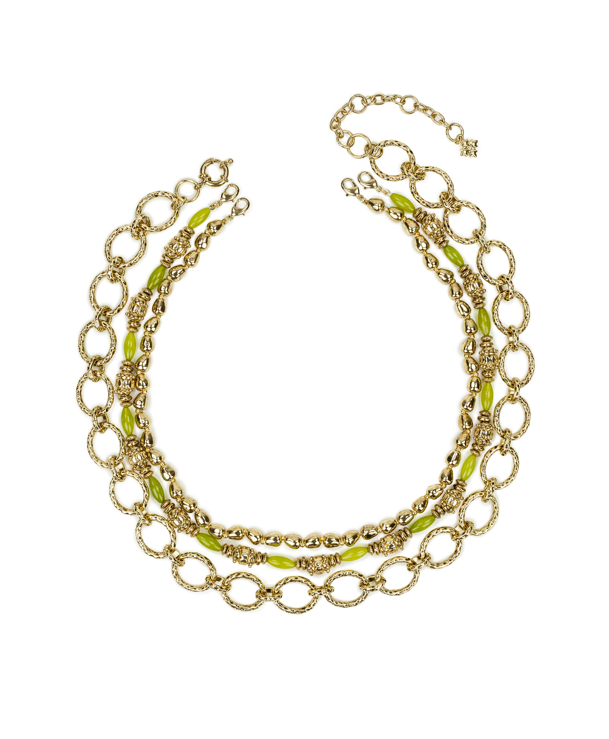 Female - Modular Necklace - Eclectic Bead Collection - green/antique gold - by Patricia Nash - View 2 of 6
