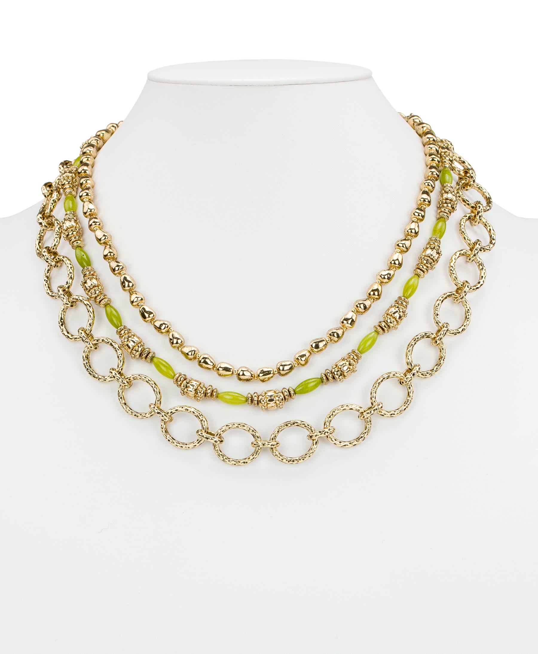 Female - Modular Necklace - Eclectic Bead Collection - green/antique gold - by Patricia Nash - View 3 of 6