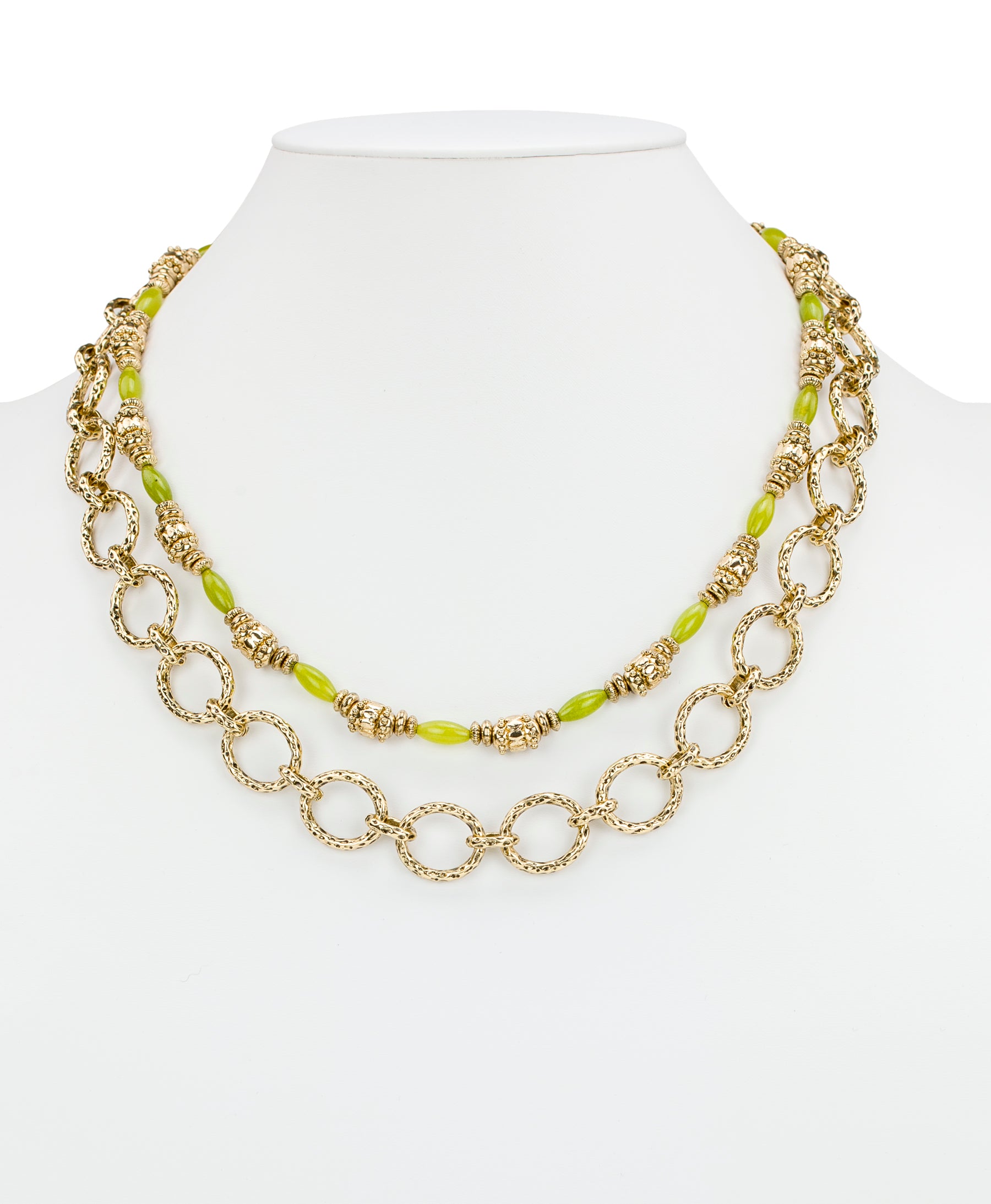 Female - Modular Necklace - Eclectic Bead Collection - green/antique gold - by Patricia Nash - View 4 of 6