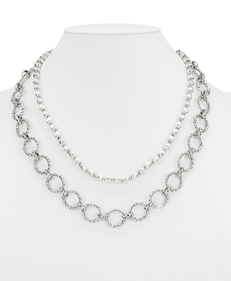 Female - Modular Necklace - Eclectic Bead Collection - silver ox/blue - by Patricia Nash - View 5 of 6