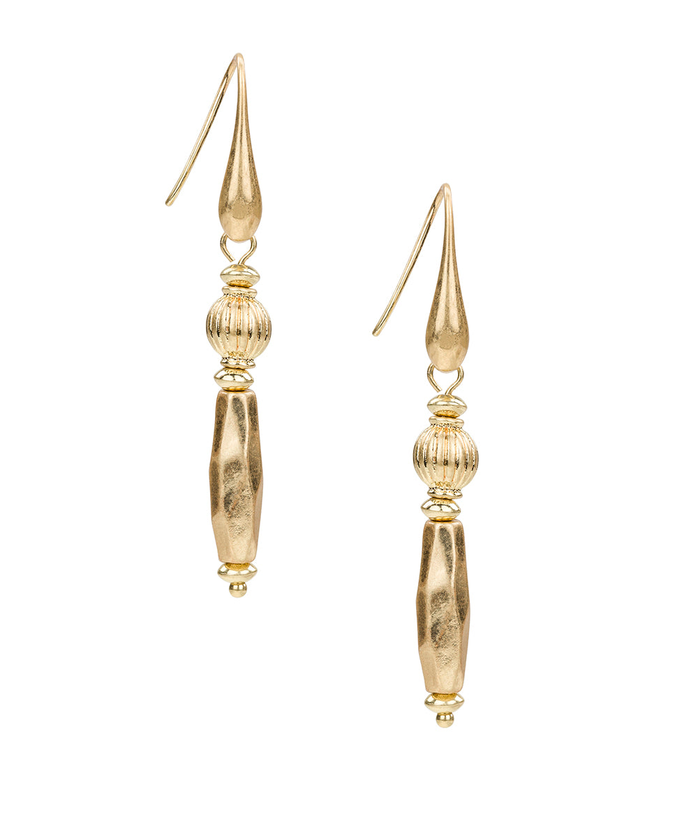 Female - Double Bead Drop Earrings - Eclectic Bead - worn rhodium - by Patricia Nash - View 3 of 6