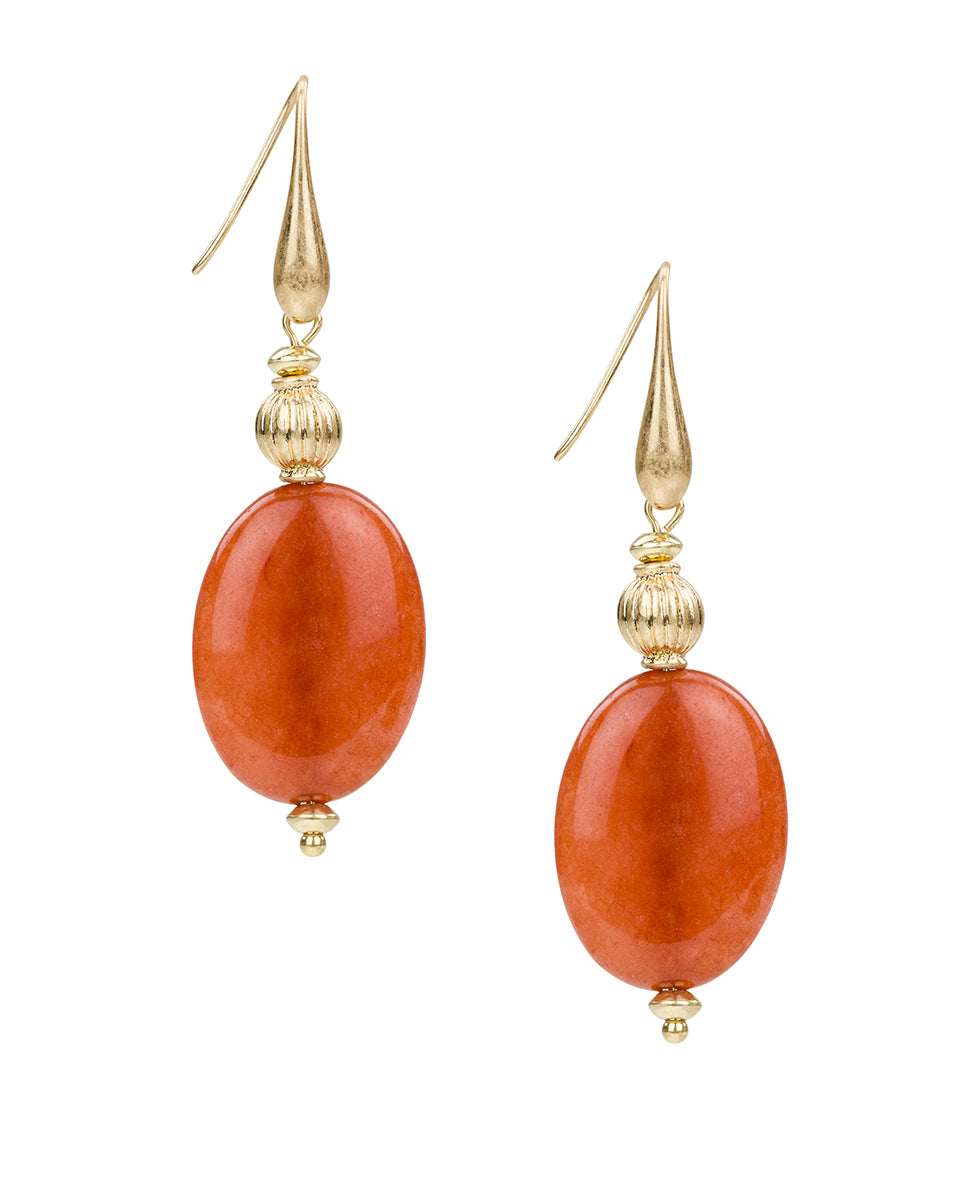 Female - Oval Drop Wire Earrings - Eclectic Bead - red/worn gold - by Patricia Nash - View 1 of 2