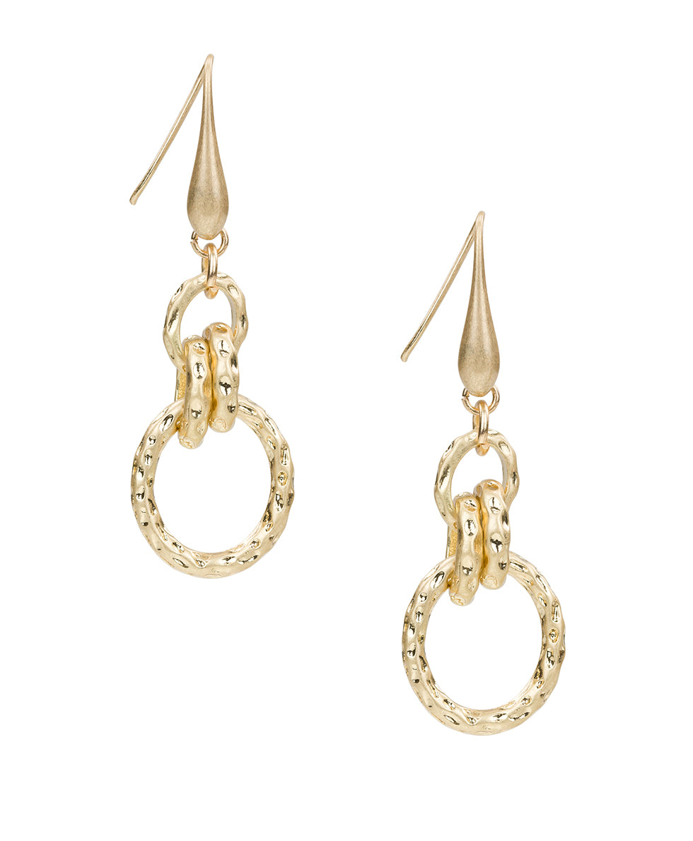 Female - Ring Drop Earrings - Eclectic Bead Collection - worn gold - by Patricia Nash - View 1 of 2