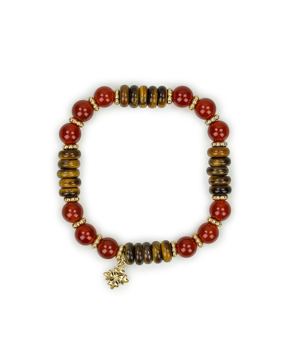 Female - Stretch Bracelet - Eclectic Bead - red/worn gold - by Patricia Nash - View 1 of 3