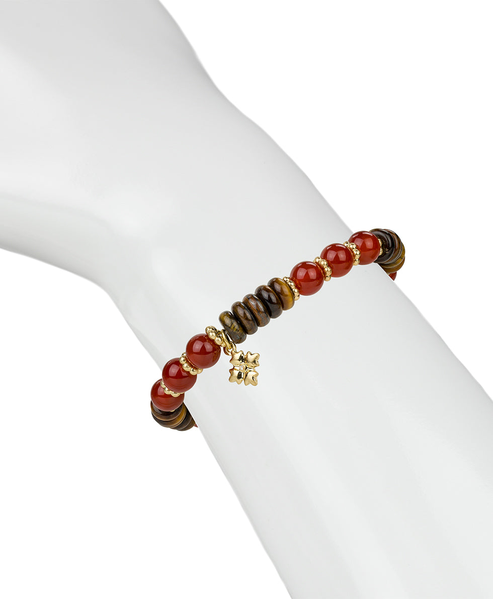 Female - Stretch Bracelet - Eclectic Bead - red/worn gold - by Patricia Nash - View 3 of 3