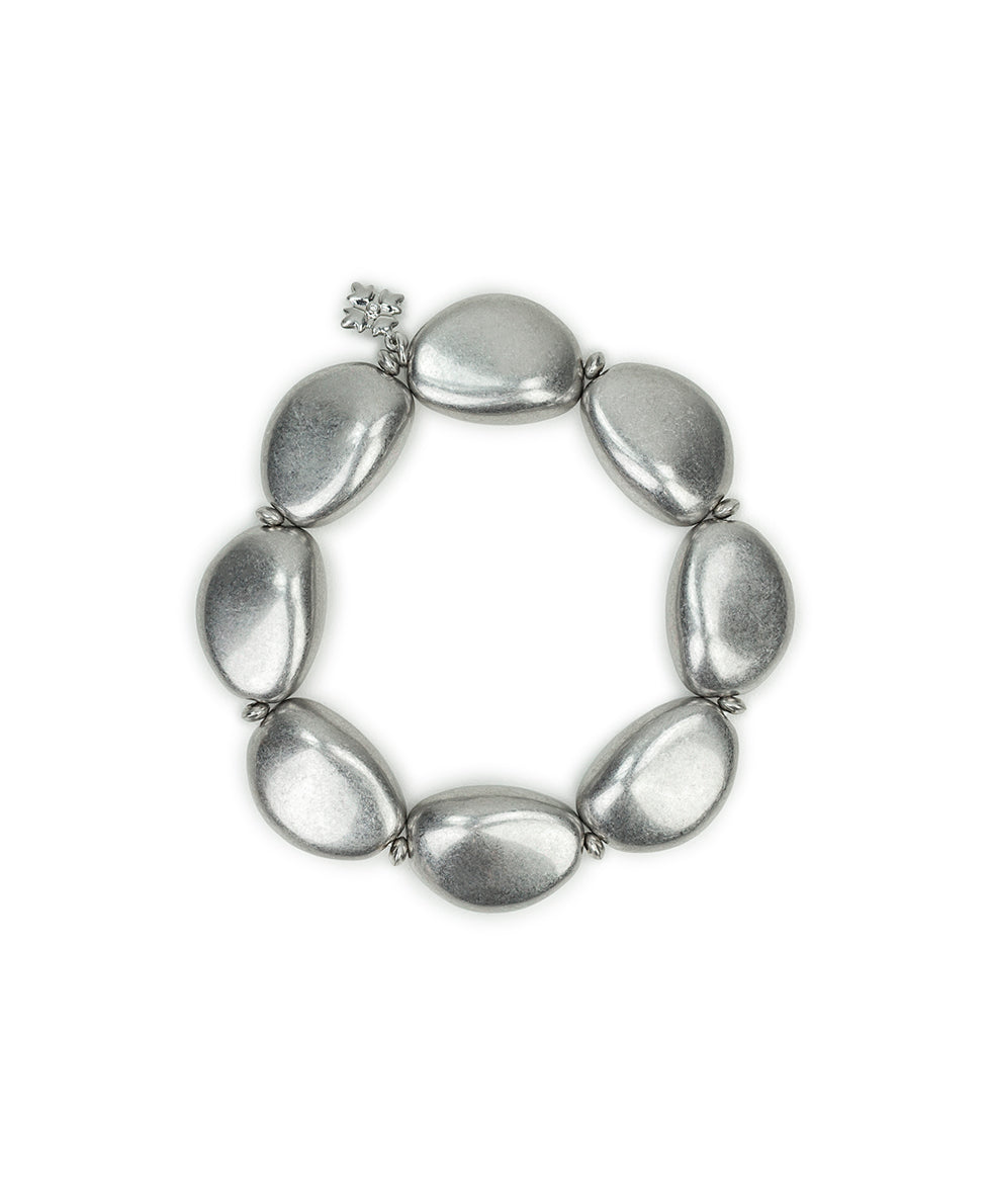 Female - Stretch Bracelet - Eclectic Bead Collection - worn rhodium / blue - by Patricia Nash - View 7 of 12