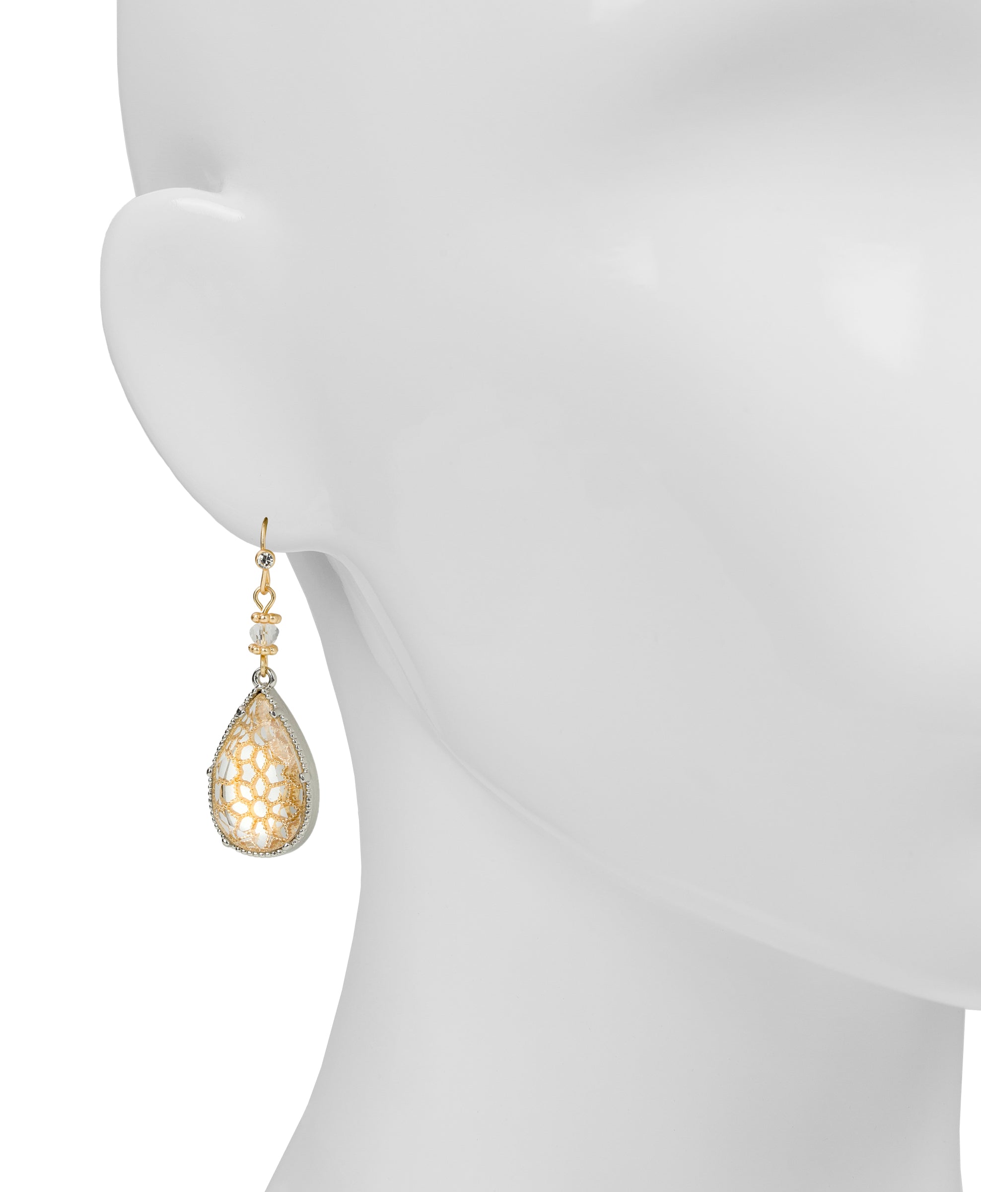 Female - Small Tear Drop Earrings - Filigree Collection - matte gold/matte rhodium - by Patricia Nash - View 2 of 2