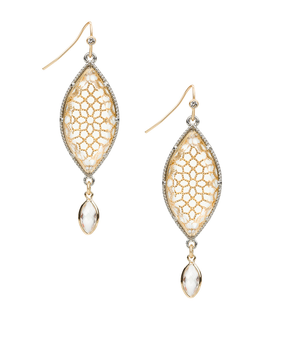 Female - Marquise Drop Earrings - Filigree Collection - matte gold/matte rhodium - by Patricia Nash - View 1 of 3