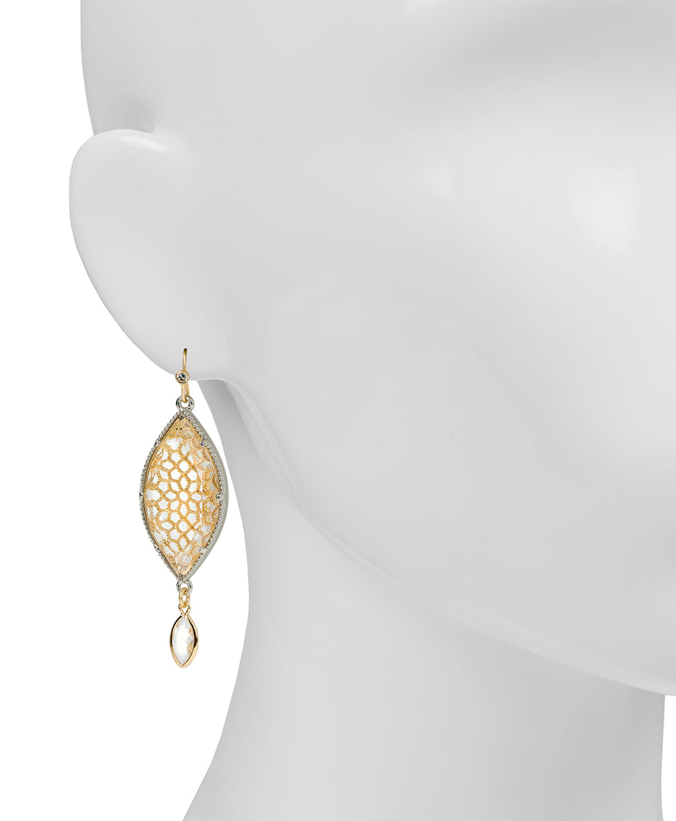 Female - Marquise Drop Earrings - Filigree Collection - matte gold/matte rhodium - by Patricia Nash - View 2 of 3