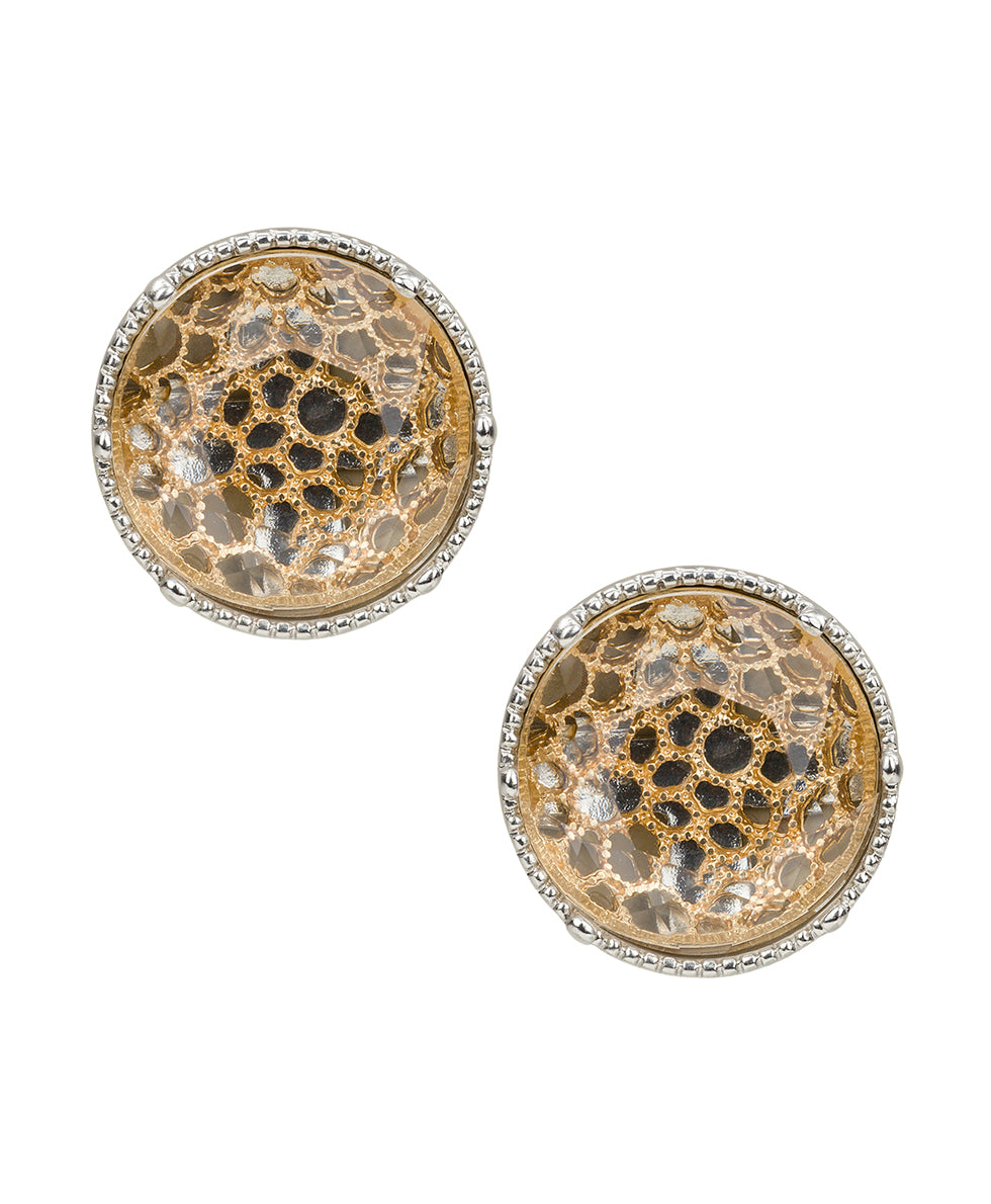 Female - Button Post Earrings - Filigree Collection - matte gold/matte rhodium - by Patricia Nash - View 1 of 2