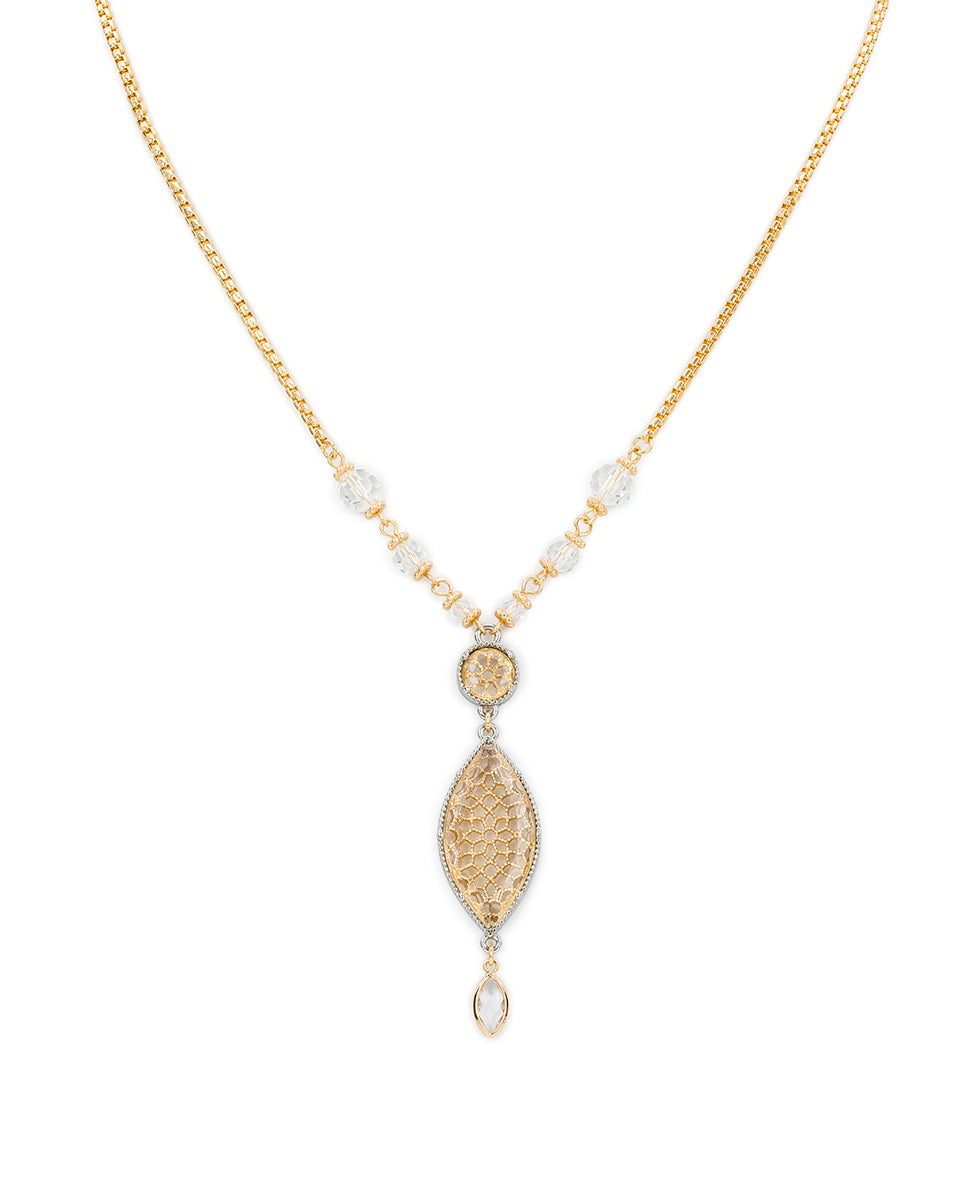 Female - Adjustible Marquise Necklace - Filigree Collection - matte gold/matte rhodium - by Patricia Nash - View 1 of 3