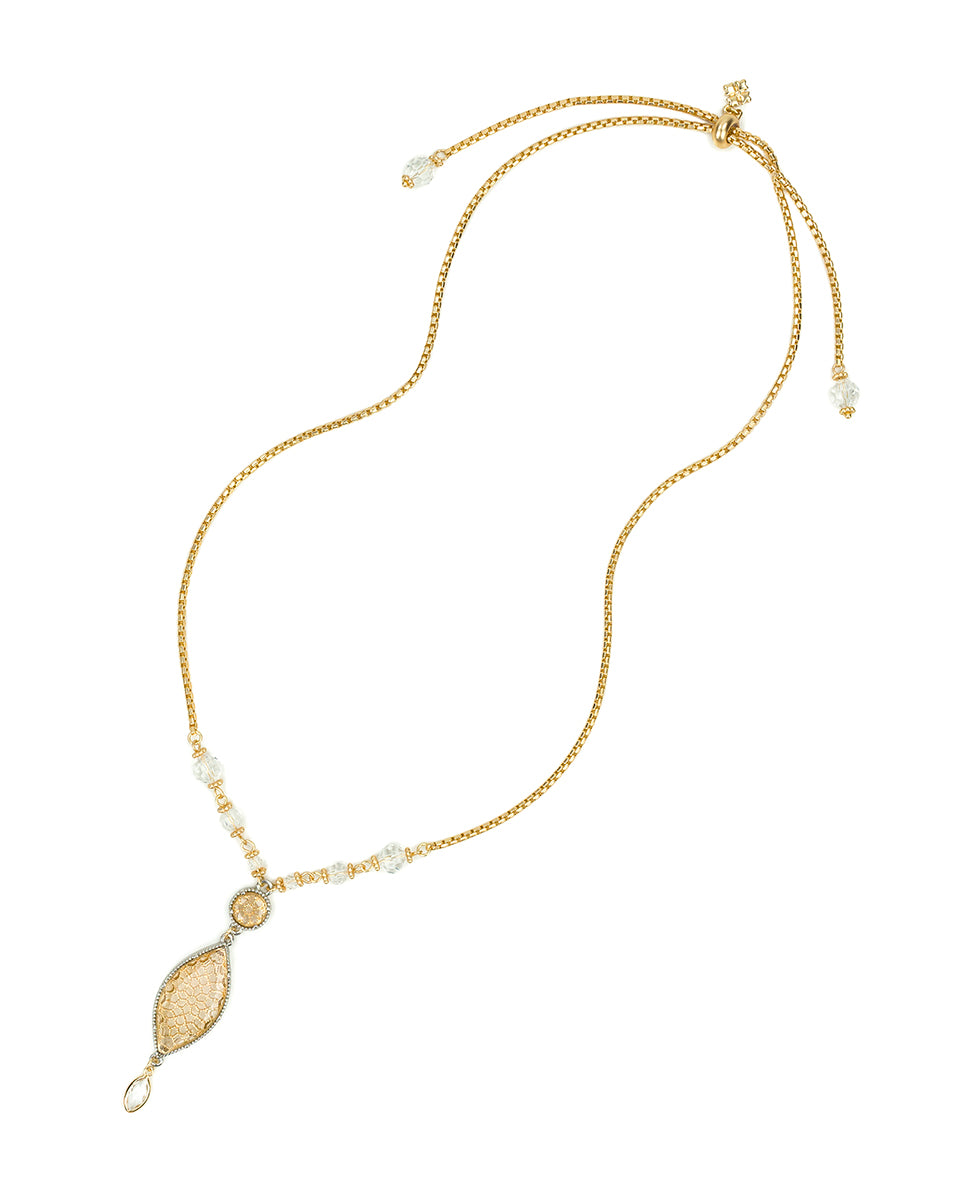 Female - Adjustible Marquise Necklace - Filigree Collection - matte gold/matte rhodium - by Patricia Nash - View 2 of 3