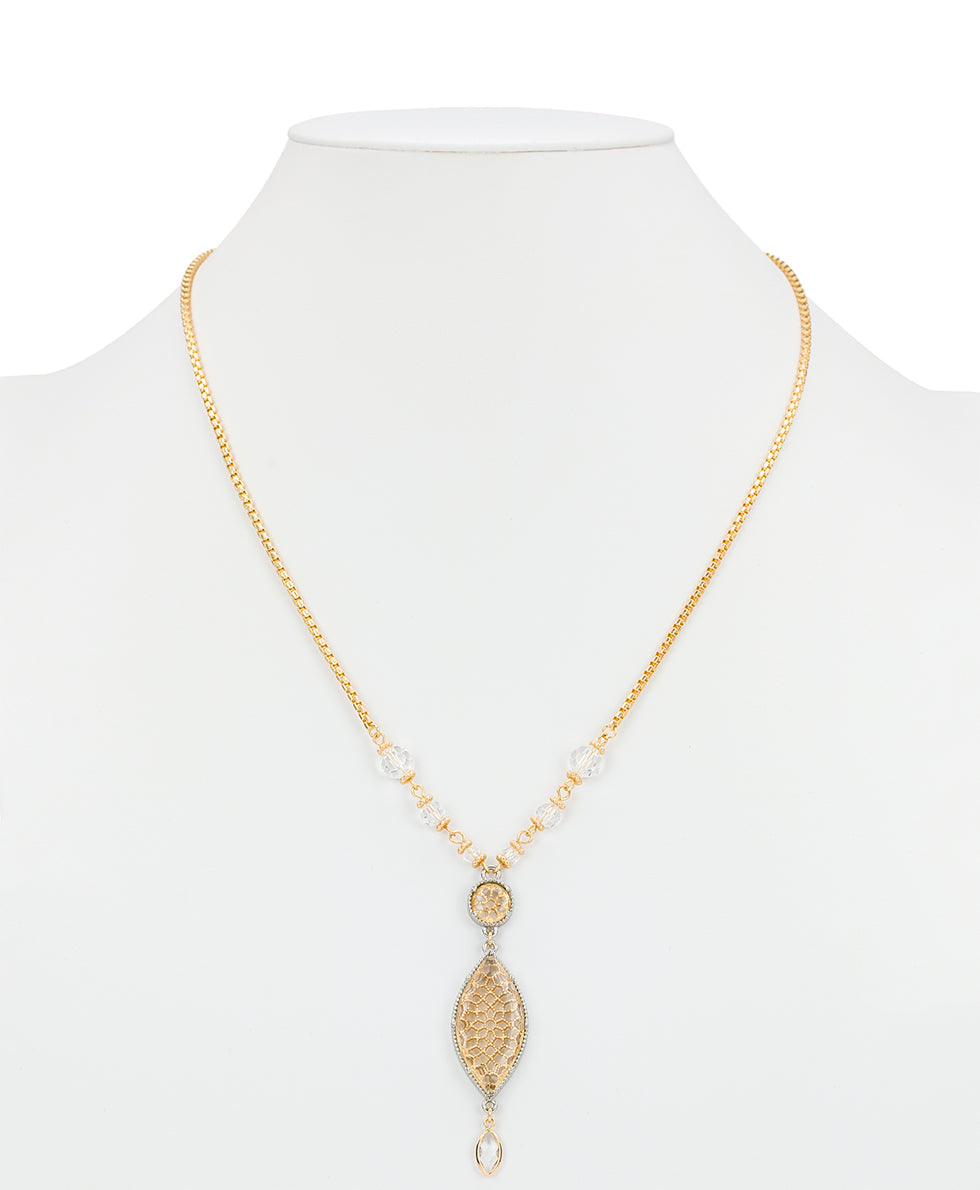 Female - Adjustible Marquise Necklace - Filigree Collection - matte gold/matte rhodium - by Patricia Nash - View 3 of 3