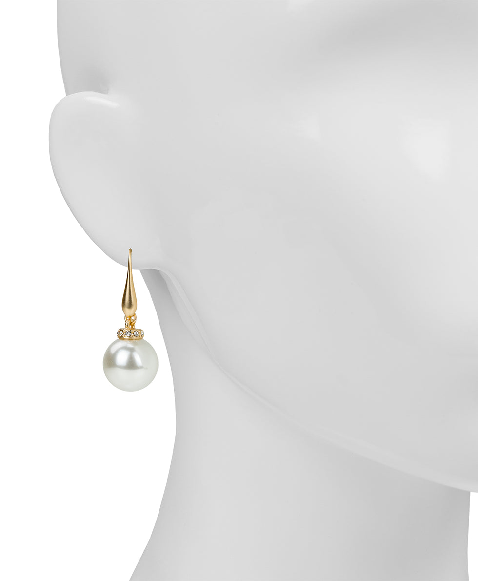 Female - Ball Drop Earrings - Holiday Charm Collection - worn gold - by Patricia Nash - View 2 of 2