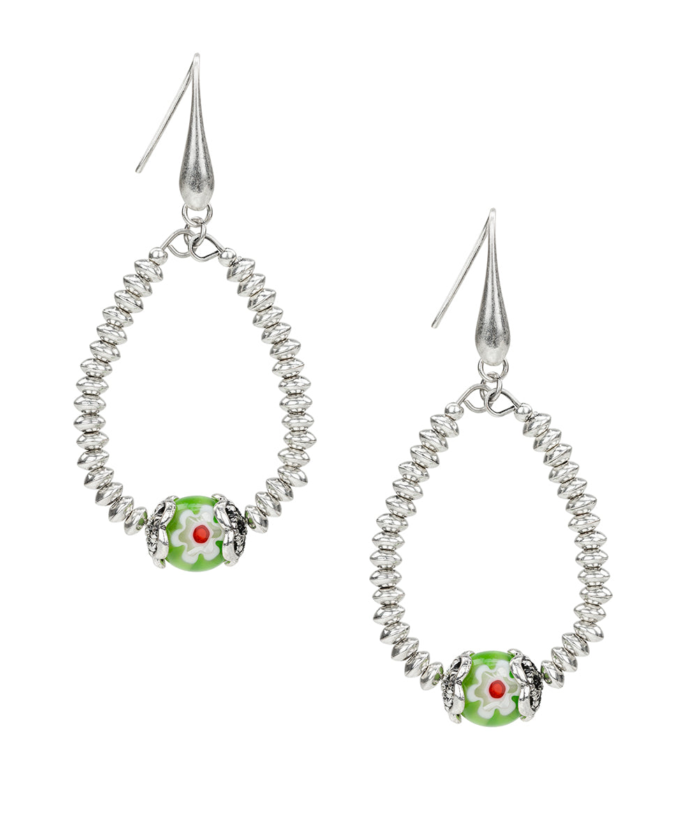 Female - Tear Drop Earrings - World Bead Collection - silver ox / blue - by Patricia Nash - View 3 of 9