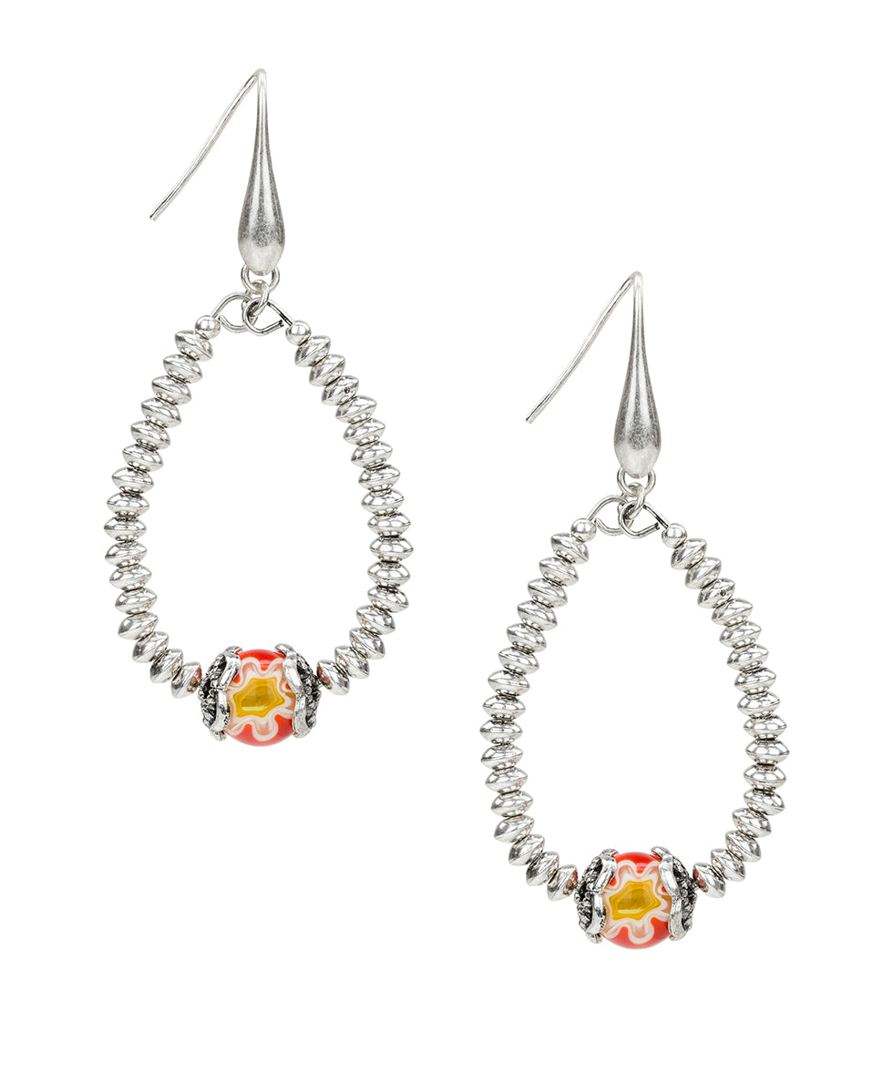Female - Tear Drop Earrings - World Bead Collection - silver ox / blue - by Patricia Nash - View 5 of 9