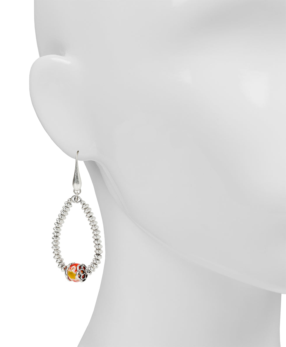Female - Tear Drop Earrings - World Bead Collection - silver ox / blue - by Patricia Nash - View 6 of 9