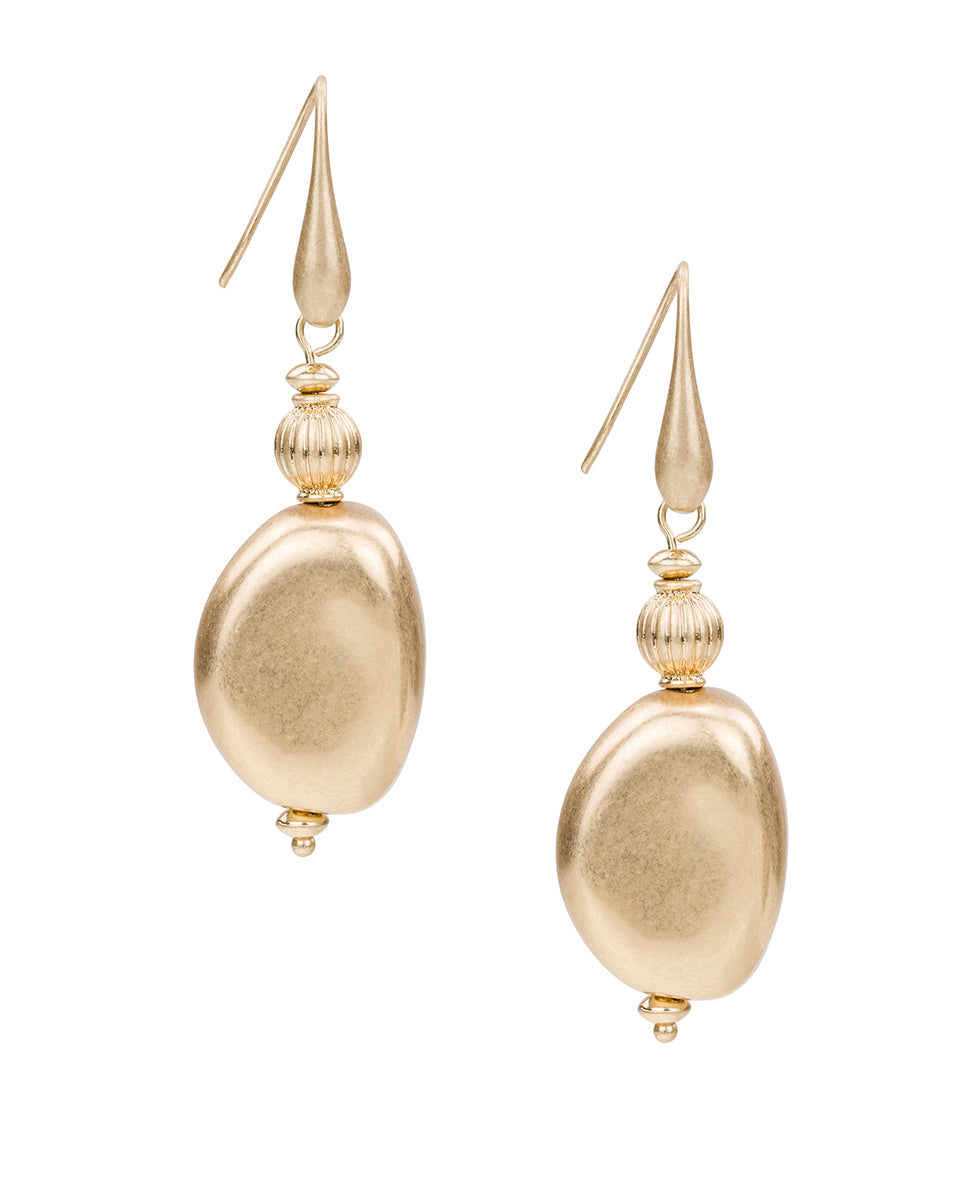 Female - Oval Drop Wire Earrings - Eclectic Bead Collection - worn rhodium / blue - by Patricia Nash - View 3 of 9