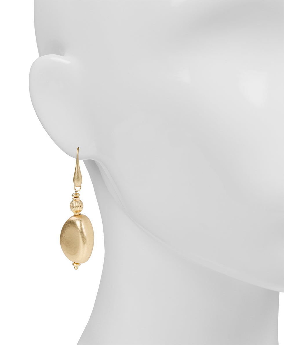 Female - Oval Drop Wire Earrings - Eclectic Bead Collection - worn rhodium / blue - by Patricia Nash - View 4 of 9