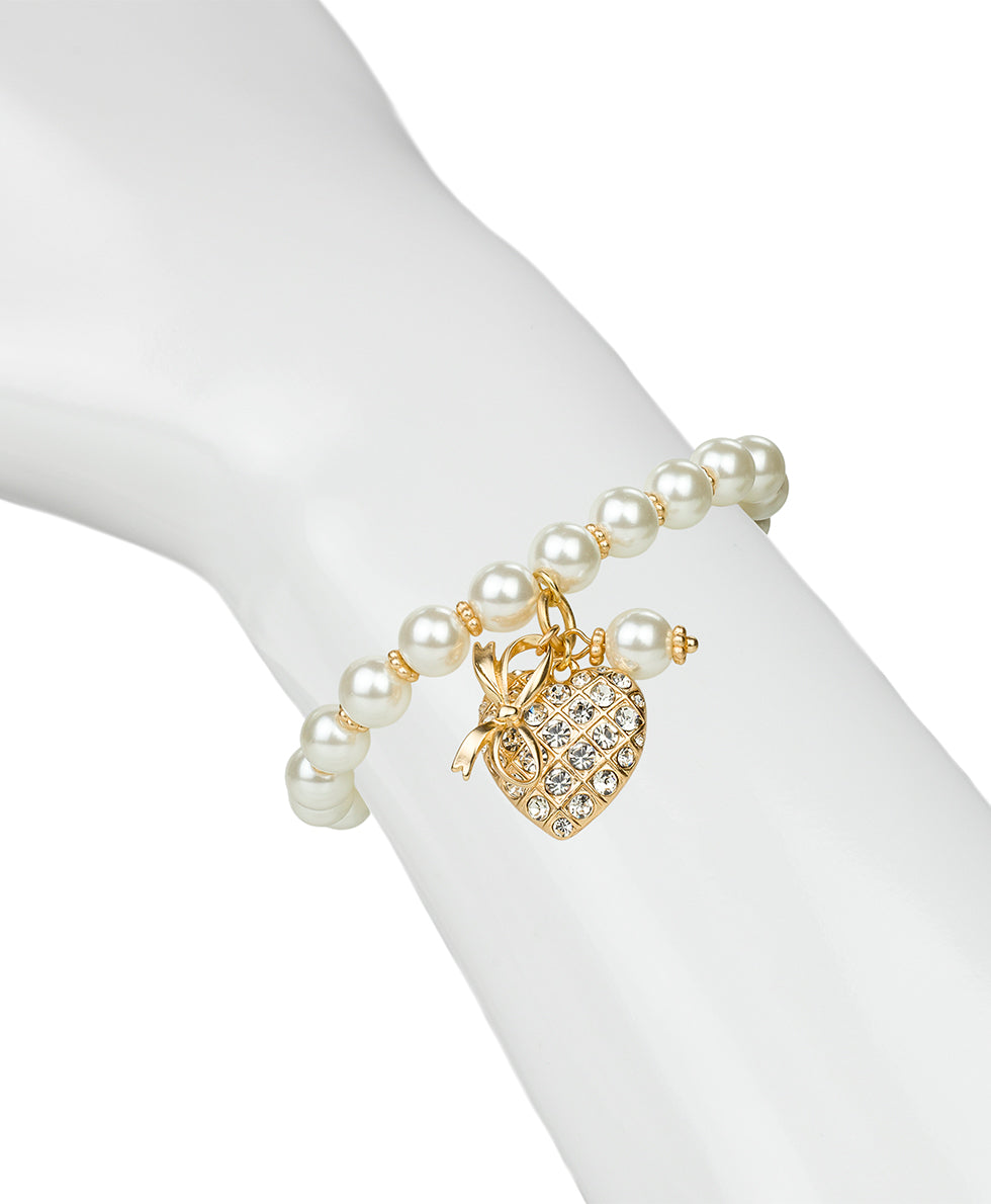 Female - Stretch Charm Bracelet - Holiday Charm Collection - worn gold - by Patricia Nash - View 3 of 3