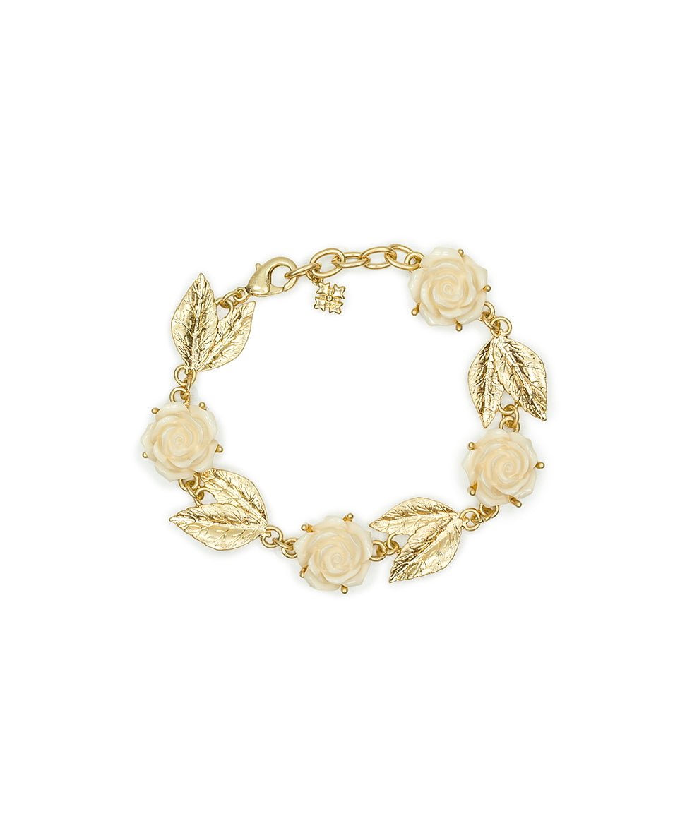 Female - Link Bracelet - Rose Garden - worn gold - by Patricia Nash - View 1 of 3