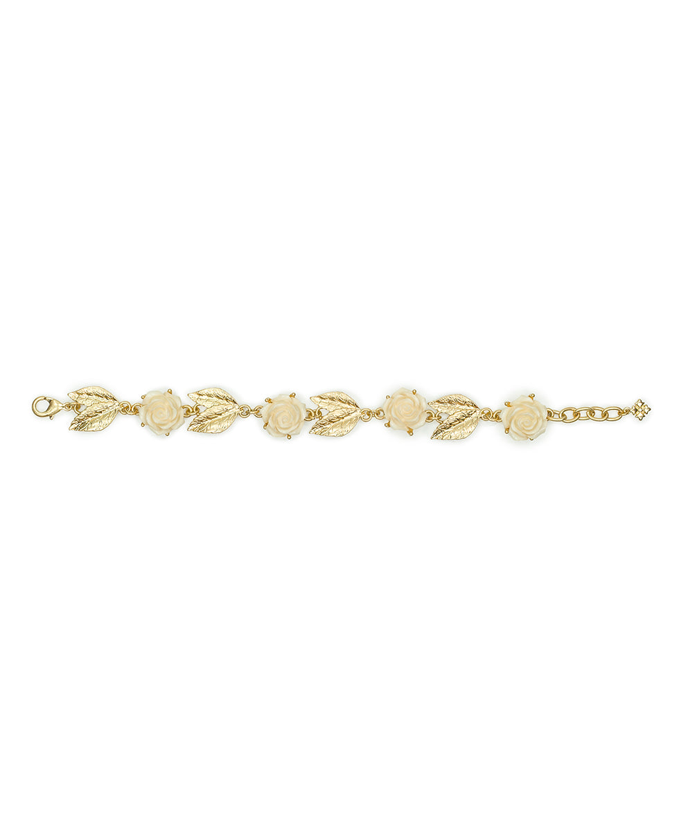 Female - Link Bracelet - Rose Garden - worn gold - by Patricia Nash - View 2 of 3