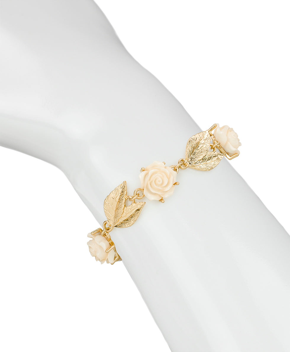 Female - Link Bracelet - Rose Garden - worn gold - by Patricia Nash - View 3 of 3