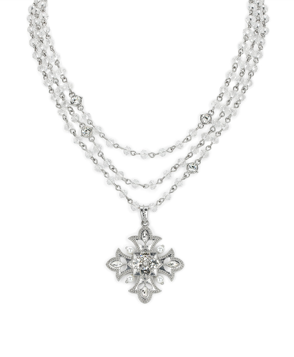 Female - 3 Strand Necklace - Byzantine Collection - worn rhodium - by Patricia Nash - View 1 of 3