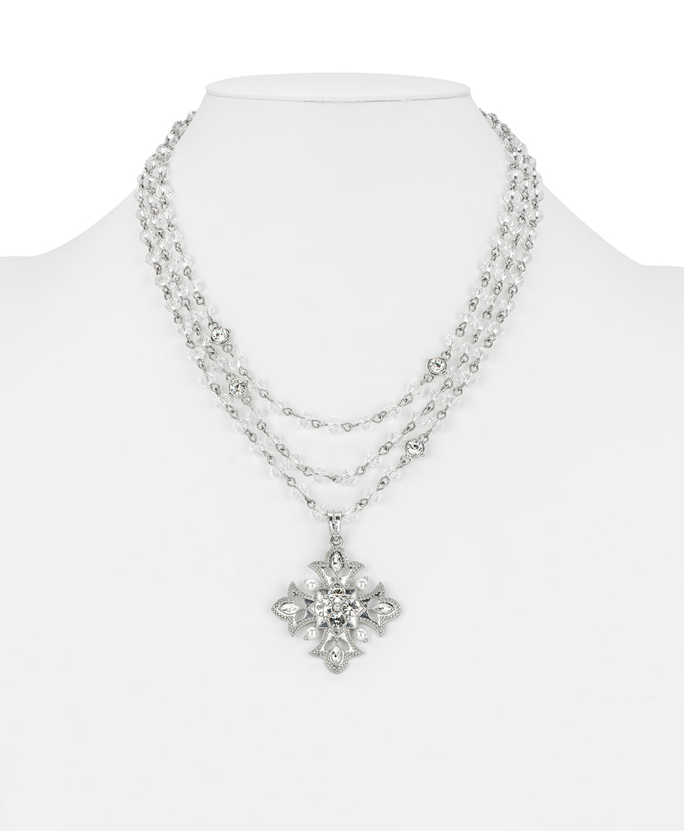 Female - 3 Strand Necklace - Byzantine Collection - worn rhodium - by Patricia Nash - View 2 of 3