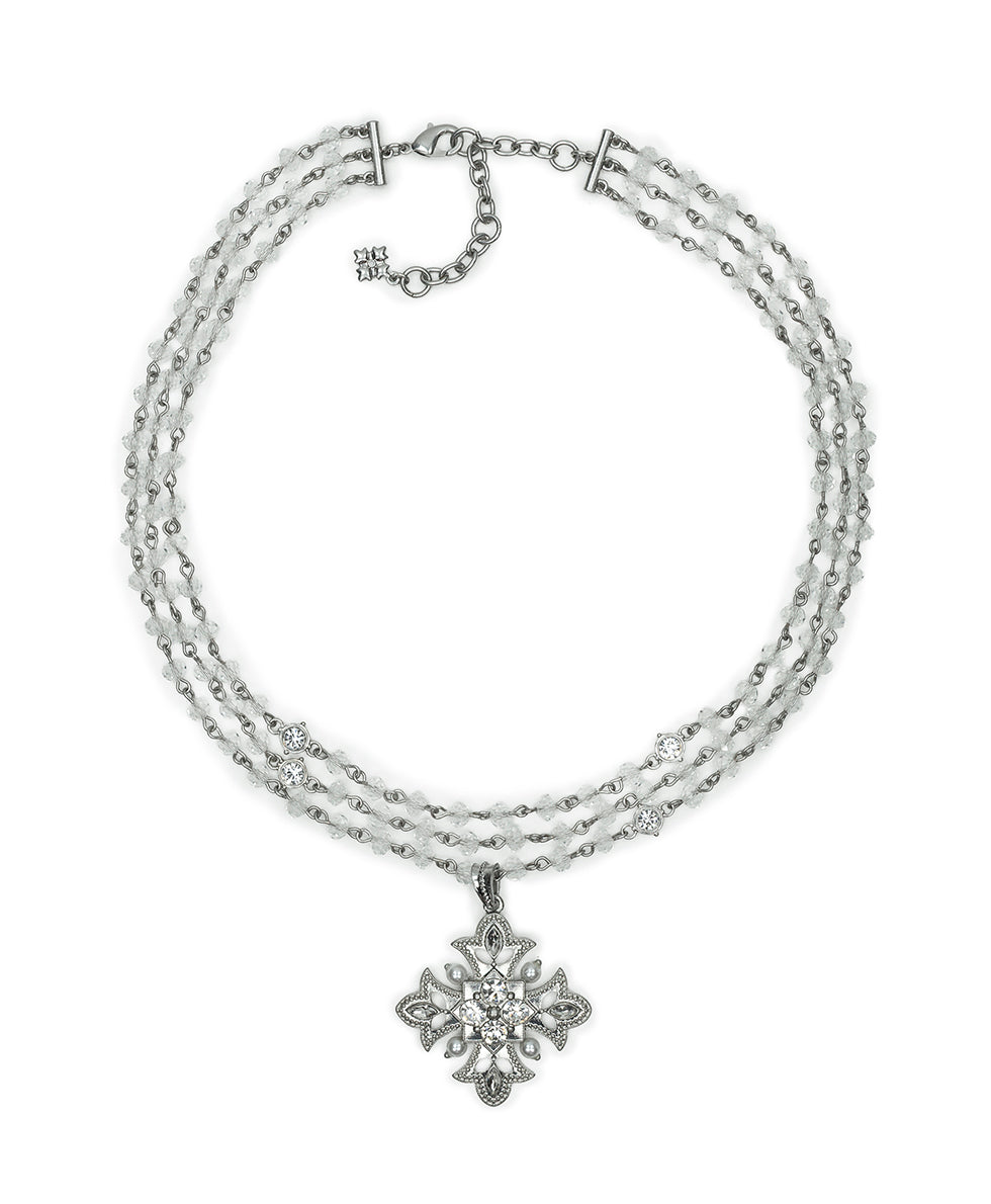 Female - 3 Strand Necklace - Byzantine Collection - worn rhodium - by Patricia Nash - View 3 of 3