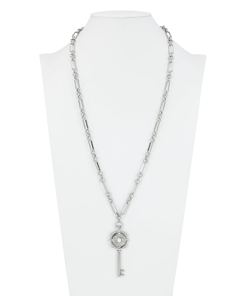 Female - Long Key Pendant - Byzantine - worn rhodium - by Patricia Nash - View 2 of 4