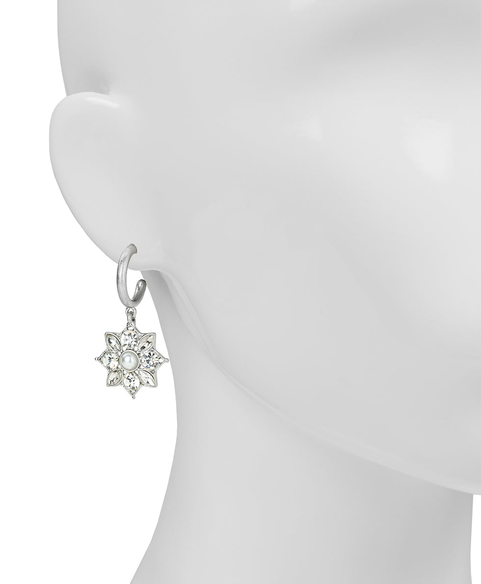 Female - Hoop Earrings with Drops - Byzantine Collection - worn rhodium - by Patricia Nash - View 2 of 2