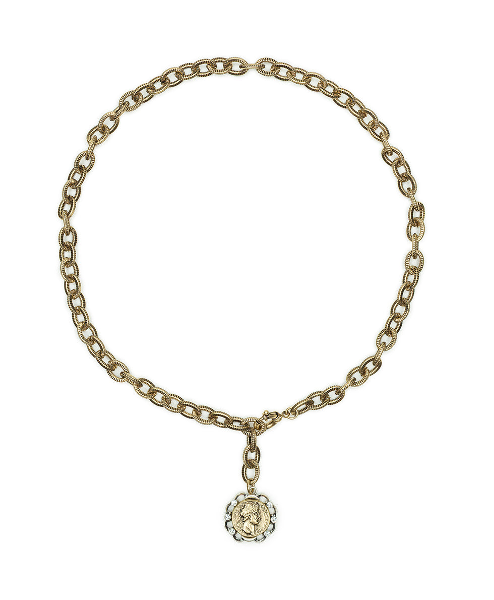 Female - Y Necklace - World Traveller - antique gold/antique silver - by Patricia Nash - View 1 of 2