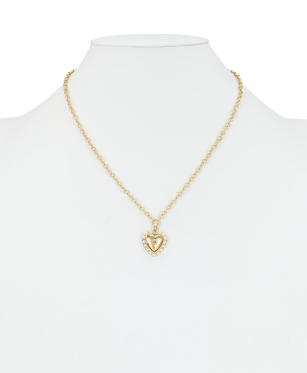 Female - Double Modular Necklace - Love Locket - worn gold - by Patricia Nash - View 4 of 5