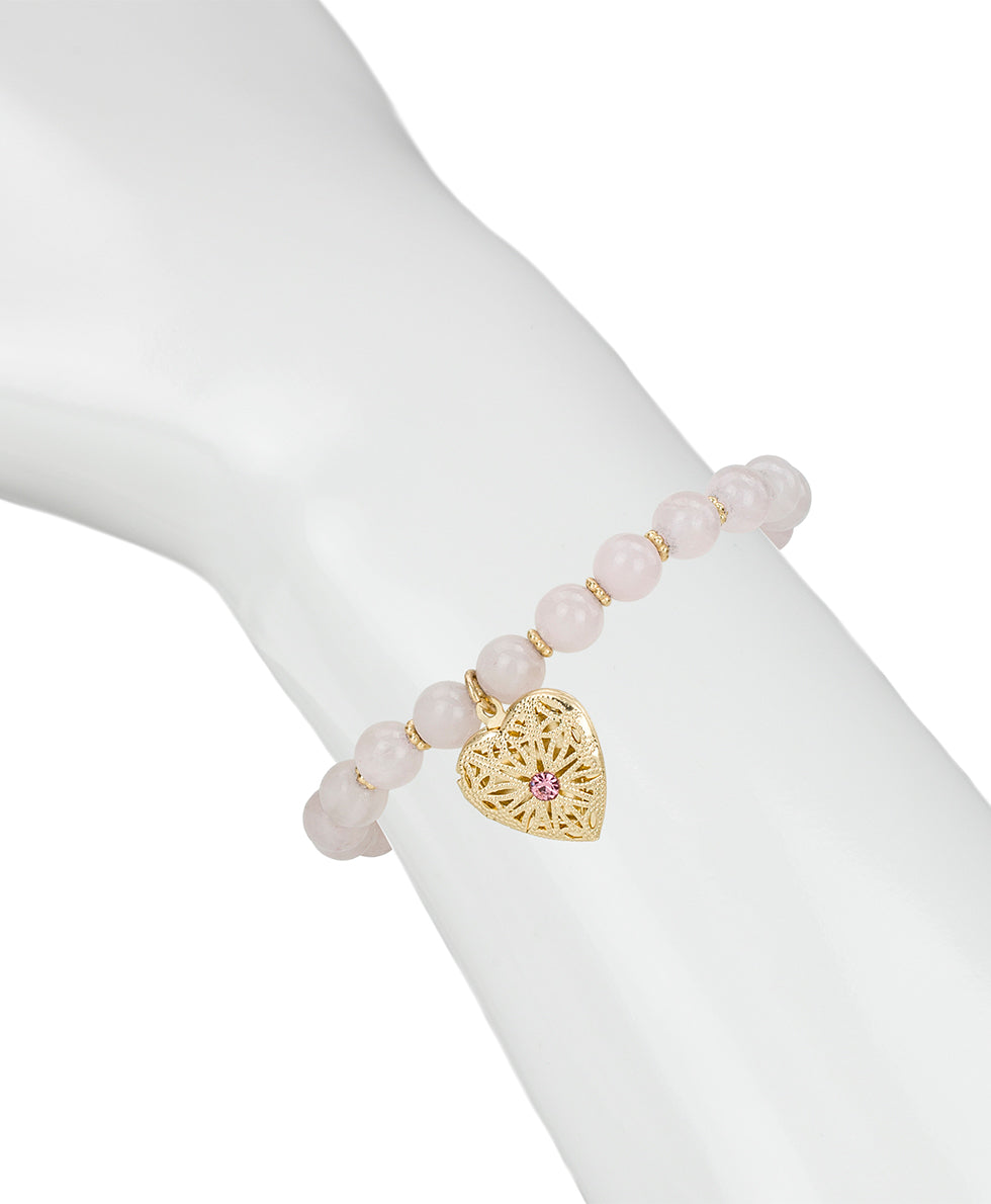 Female - Stretch Bracelet - Love Locket - worn gold - by Patricia Nash - View 4 of 4