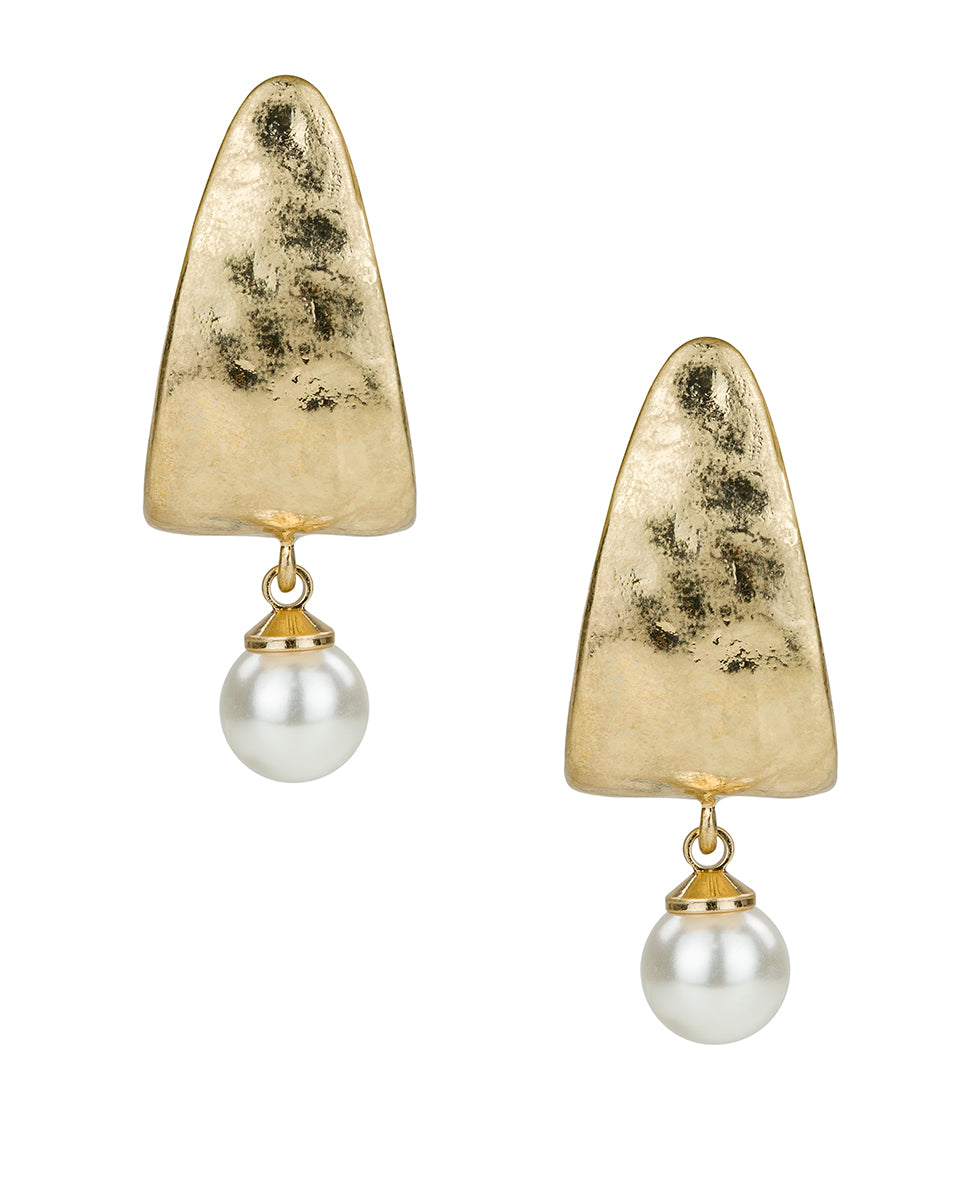 Female - J Hoop with Pearl Earring - Pearl Jewelry - worn gold - by Patricia Nash - View 1 of 2