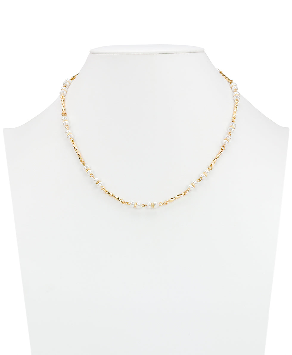 Female - 3 Strand Necklace - Pearl Collection - worn gold - by Patricia Nash - View 5 of 5
