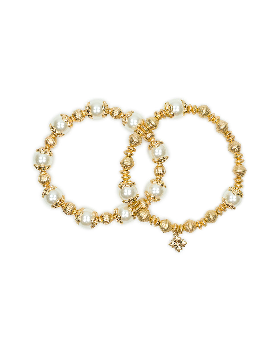 Female - Stretch Bracelet - Pearl Jewelry - worn gold - by Patricia Nash - View 1 of 5