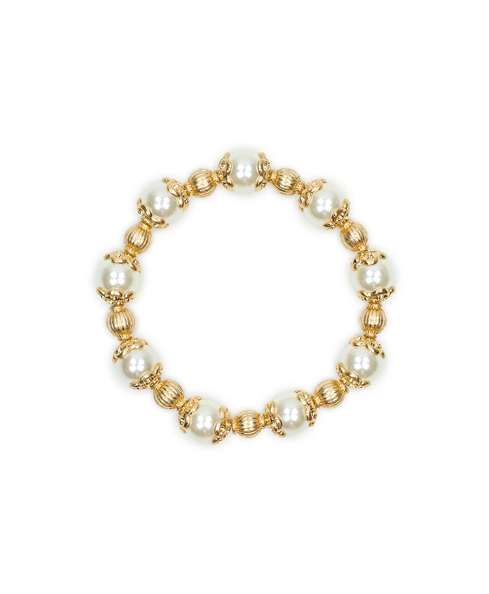 Female - Stretch Bracelet - Pearl Jewelry - worn gold - by Patricia Nash - View 3 of 5