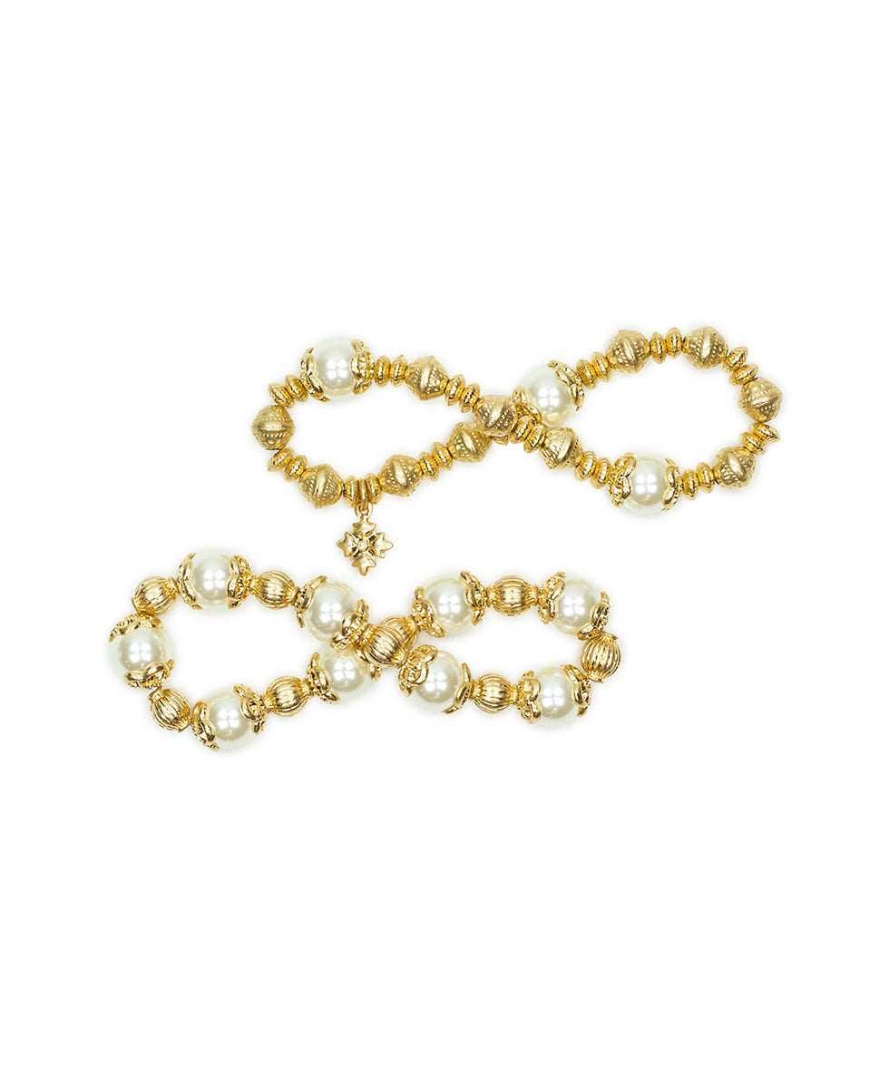 Female - Stretch Bracelet - Pearl Jewelry - worn gold - by Patricia Nash - View 4 of 5