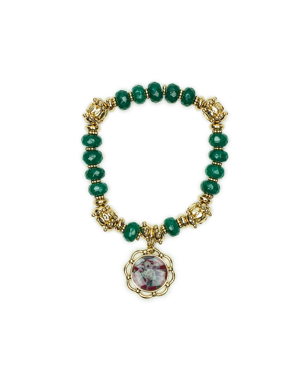 Female - Stretch Bracelet - European Floral Tapestry - worn gold - by Patricia Nash - View 1 of 2