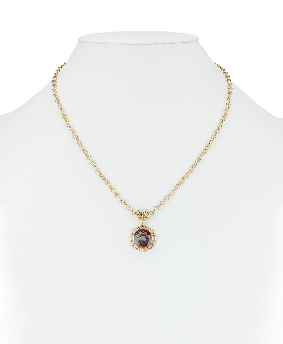 Female - Modular Necklace - European Floral Tapestry - worn gold - by Patricia Nash - View 4 of 5