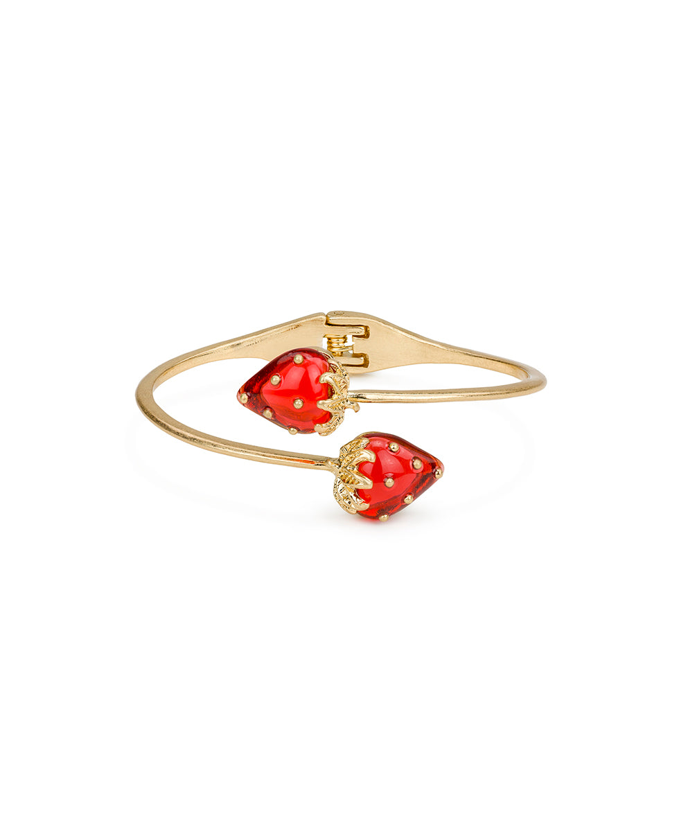 Female - Strawberry Cuff - Resin Strawberry Collection - worn gold - by Patricia Nash - View 1 of 4