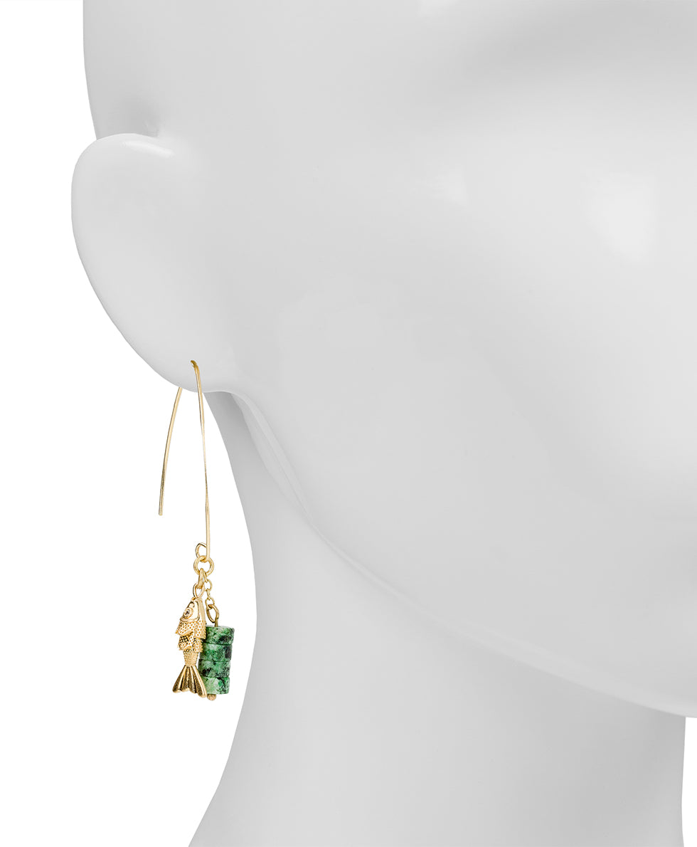 Female - Arc Hoop Earrings - Nautical Collection - worn gold - by Patricia Nash - View 2 of 2
