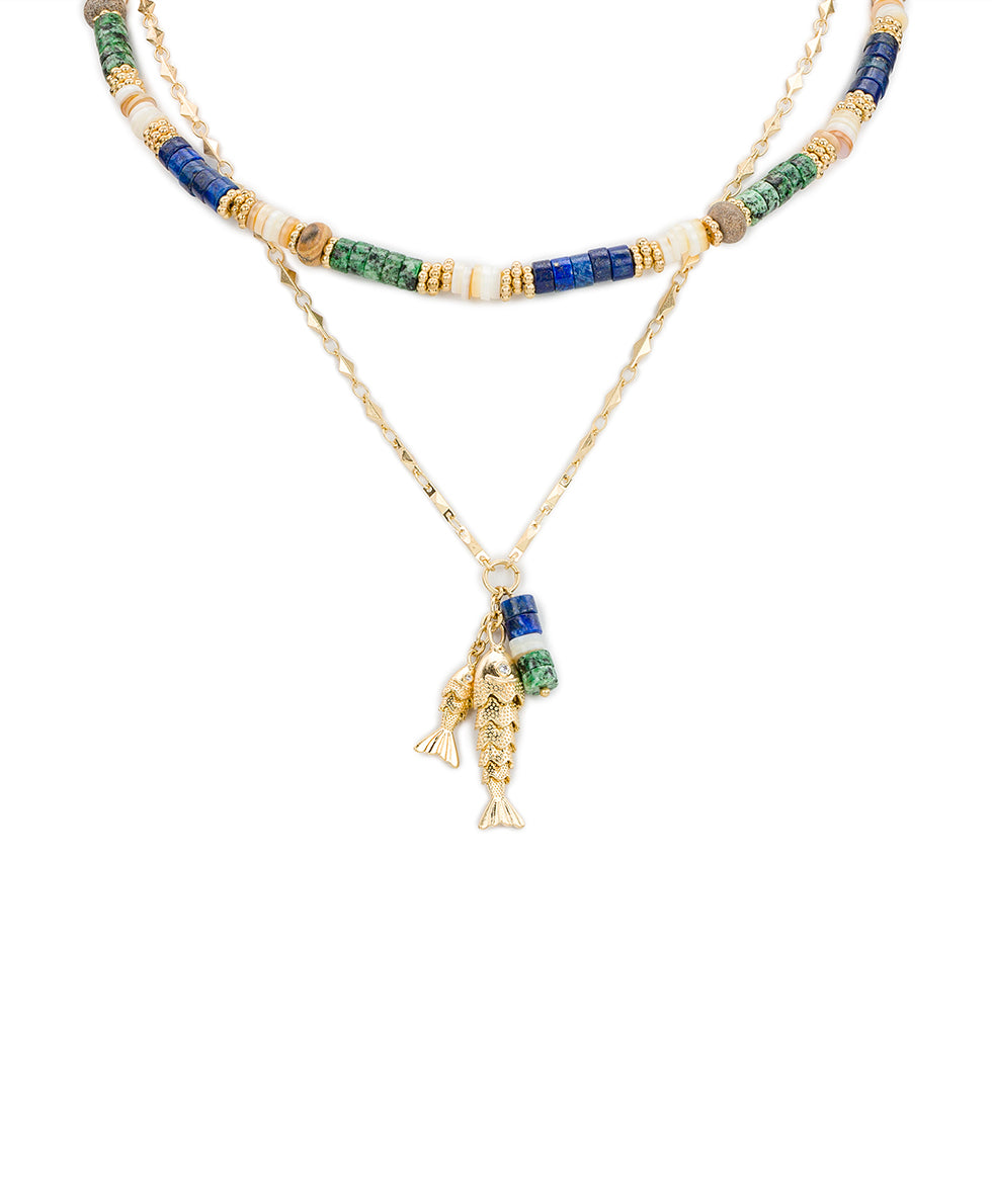 Female - Modular Necklace - Nautical Collection - worn gold - by Patricia Nash - View 1 of 5