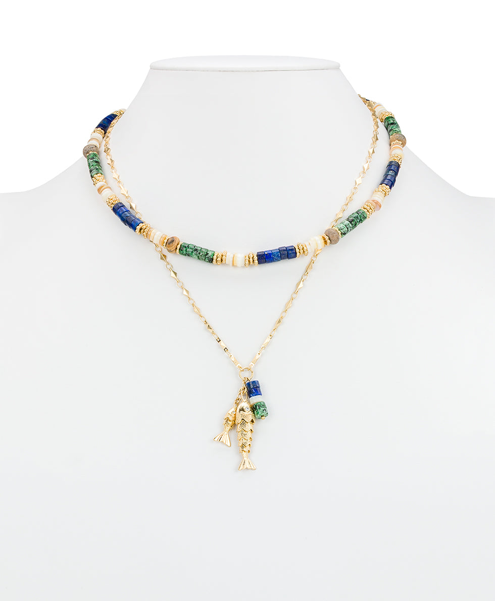 Female - Modular Necklace - Nautical Collection - worn gold - by Patricia Nash - View 3 of 5
