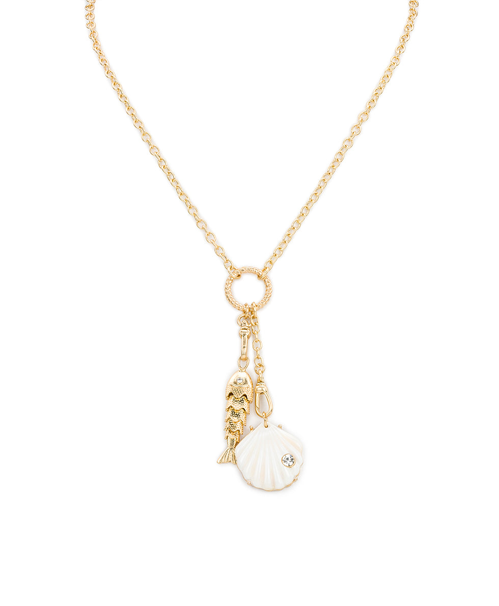 Female - Removable Charm Necklace - Nautical Collection - worn gold - by Patricia Nash - View 1 of 4