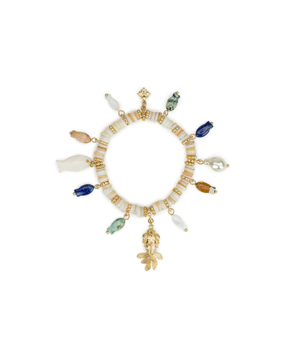 Female - Charm Stretch Bracelet - Nautical Collection - worn gold - by Patricia Nash - View 1 of 2