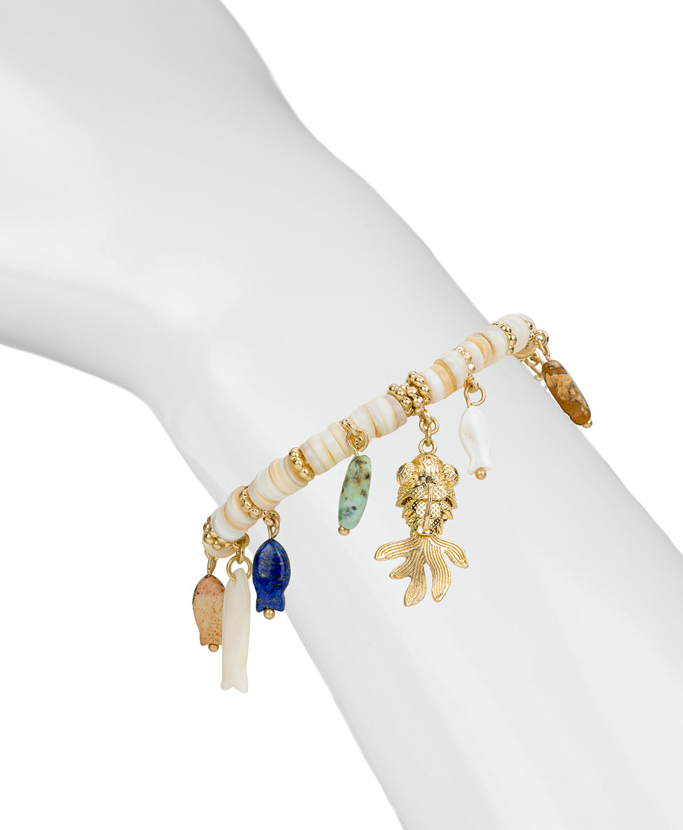 Female - Charm Stretch Bracelet - Nautical Collection - worn gold - by Patricia Nash - View 2 of 2